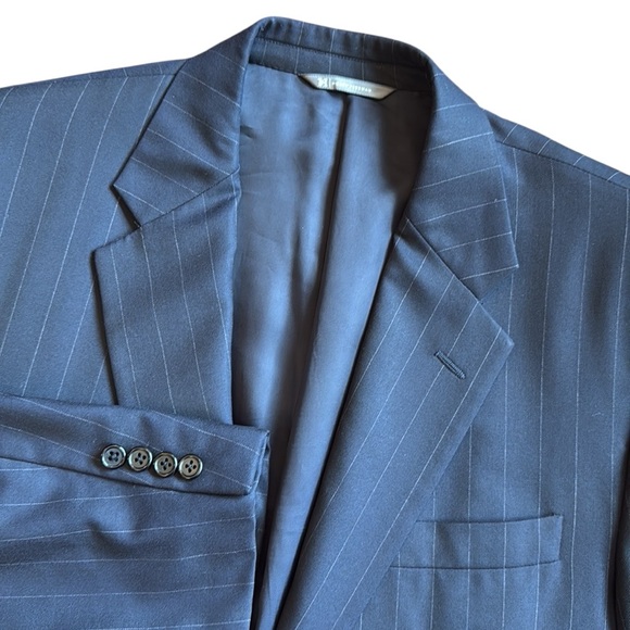 VTG Hickey-Freeman Loro Piana Wool Blazer Jacket Blue Pinstripe Barneys USA 42R